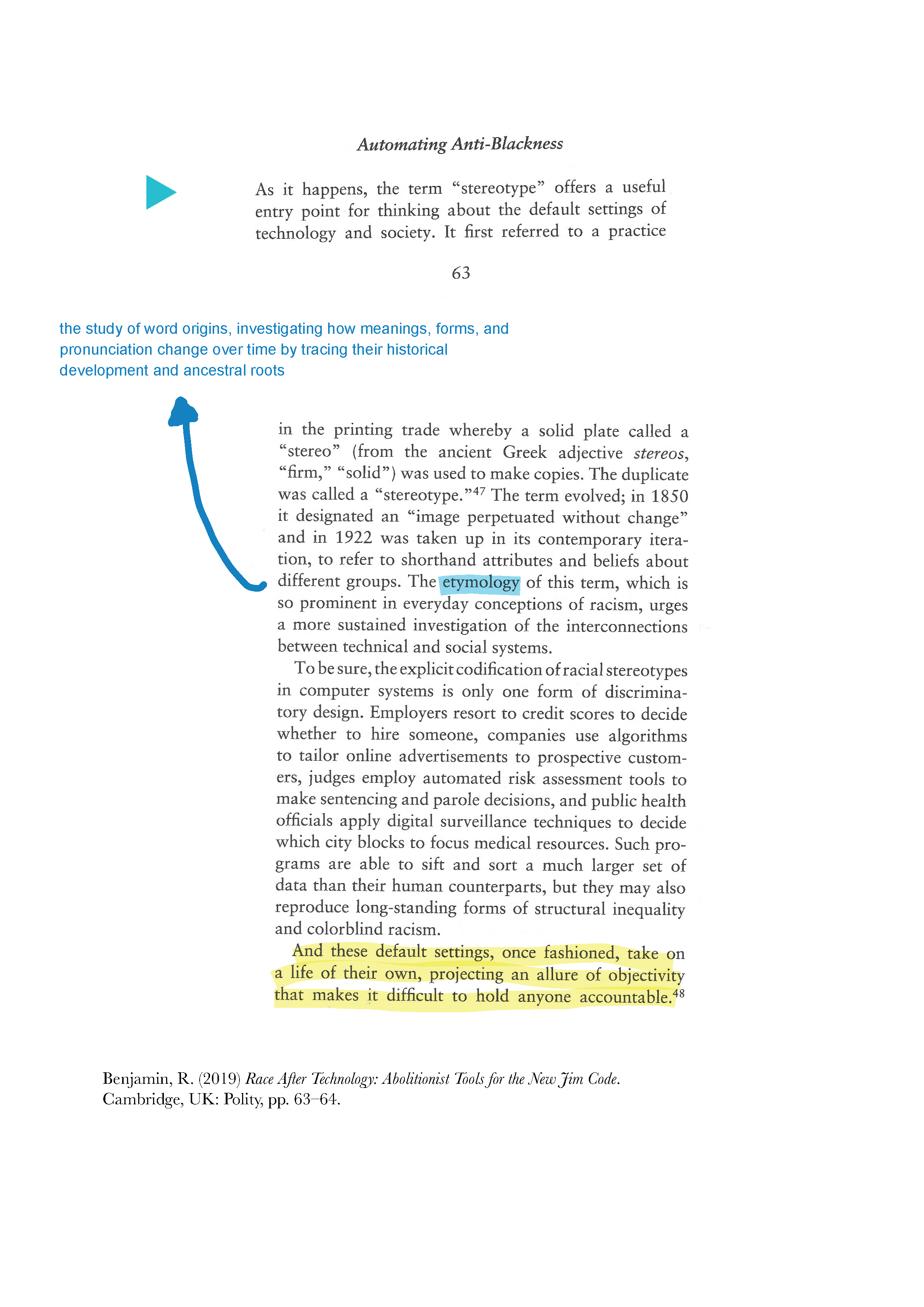 Author's annotations of Ruha's text.